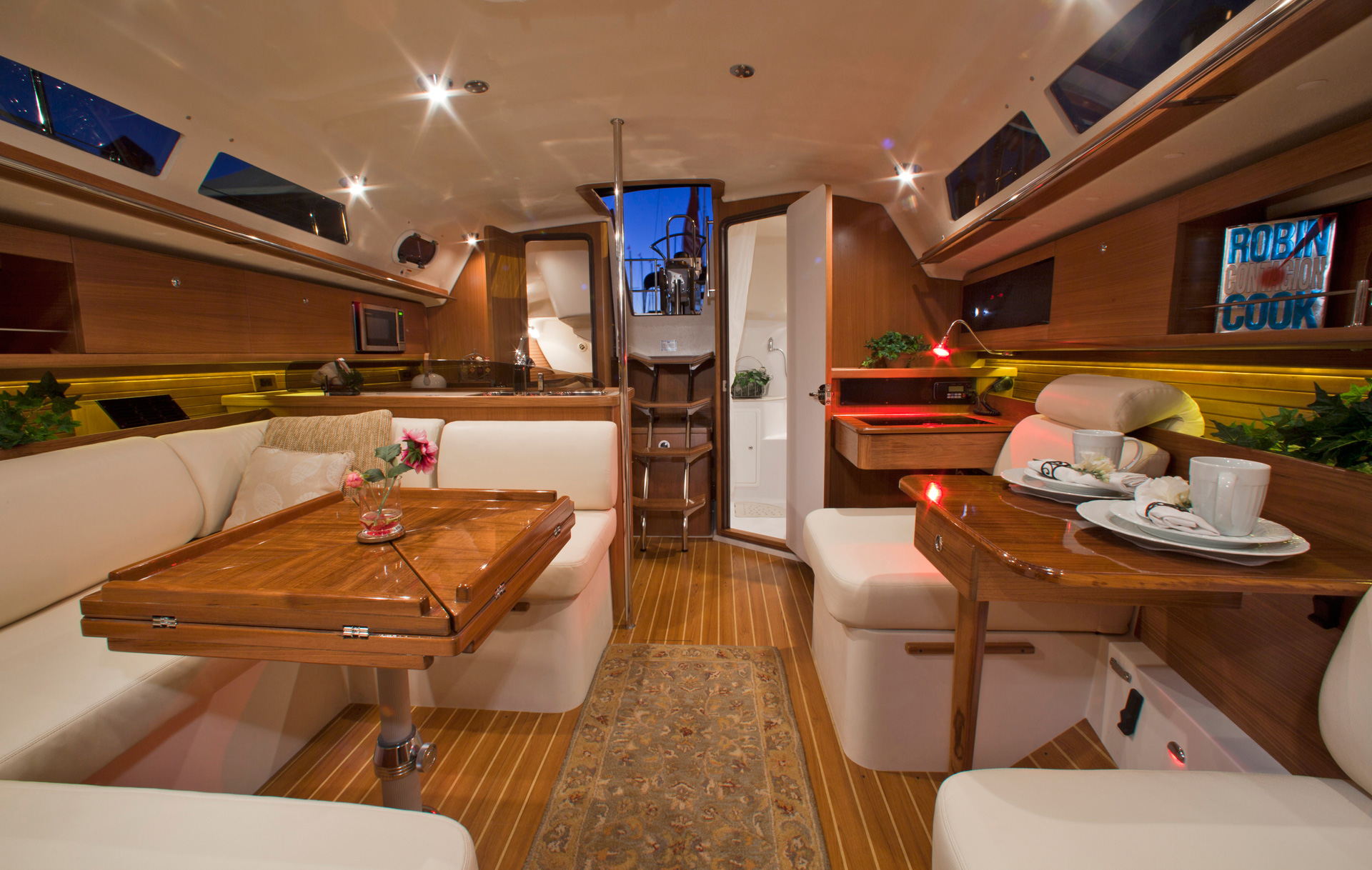Catalina 355 main saloon with view of galley